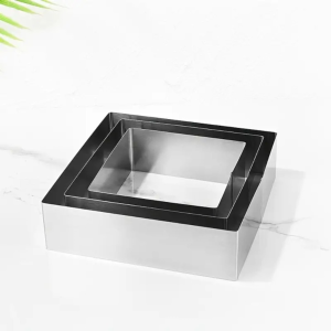 Set 3 rame MADGENIX pentru tort, forma patrata – rame inox pentru coacere si decorare