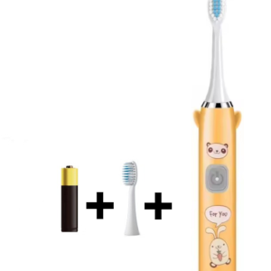 Periuta de dinti electrica MADGENIX pentru copii, 2 capete, 5 moduri, baterie AA, portocaliu – design vesel si igiena impecabila