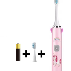Periuta de dinti electrica MADGENIX pentru copii, 5 viteze, 2 rezerve, roz pal – ideala pentru zambete curate si colorate