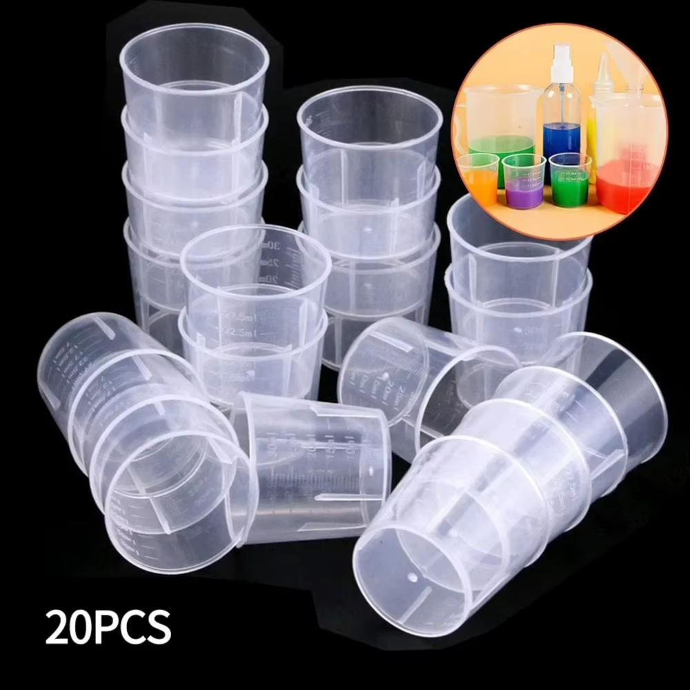 Set 20 Pahare Plastic Transparent Gradate MADGENIX 40ml Ideale pentru Bucatarie si Cofetarie - imagine 7