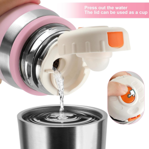 Termos MADGENIX 550ml Sticla din Otel Inoxidabil pentru Bauturi Calde si Reci Cana Termica de Calatorie, Pahar Sport Roz