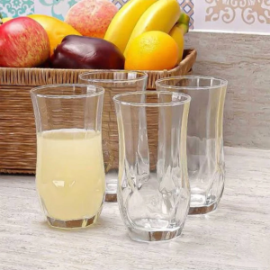 Set 6 Pahare Inalte Sticla Madgenix 330 ml, Design Geometric Fatetat, Cocktail, Suc, Terasa