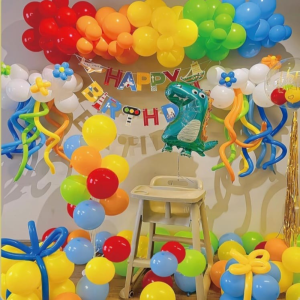 Set de 50 baloane pentru aniversari, evenimente, baby shower, gender reveal sau alte petreceri + panglica inscriptionata „Happy birthday” si tun de confetti 50 cm
