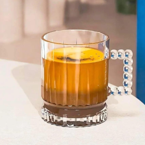 Set 6 Cani cu Maner MADGENIX 220 ml Pahare din Sticla pentru Ceai, Cafea, Deserturi sau Decor