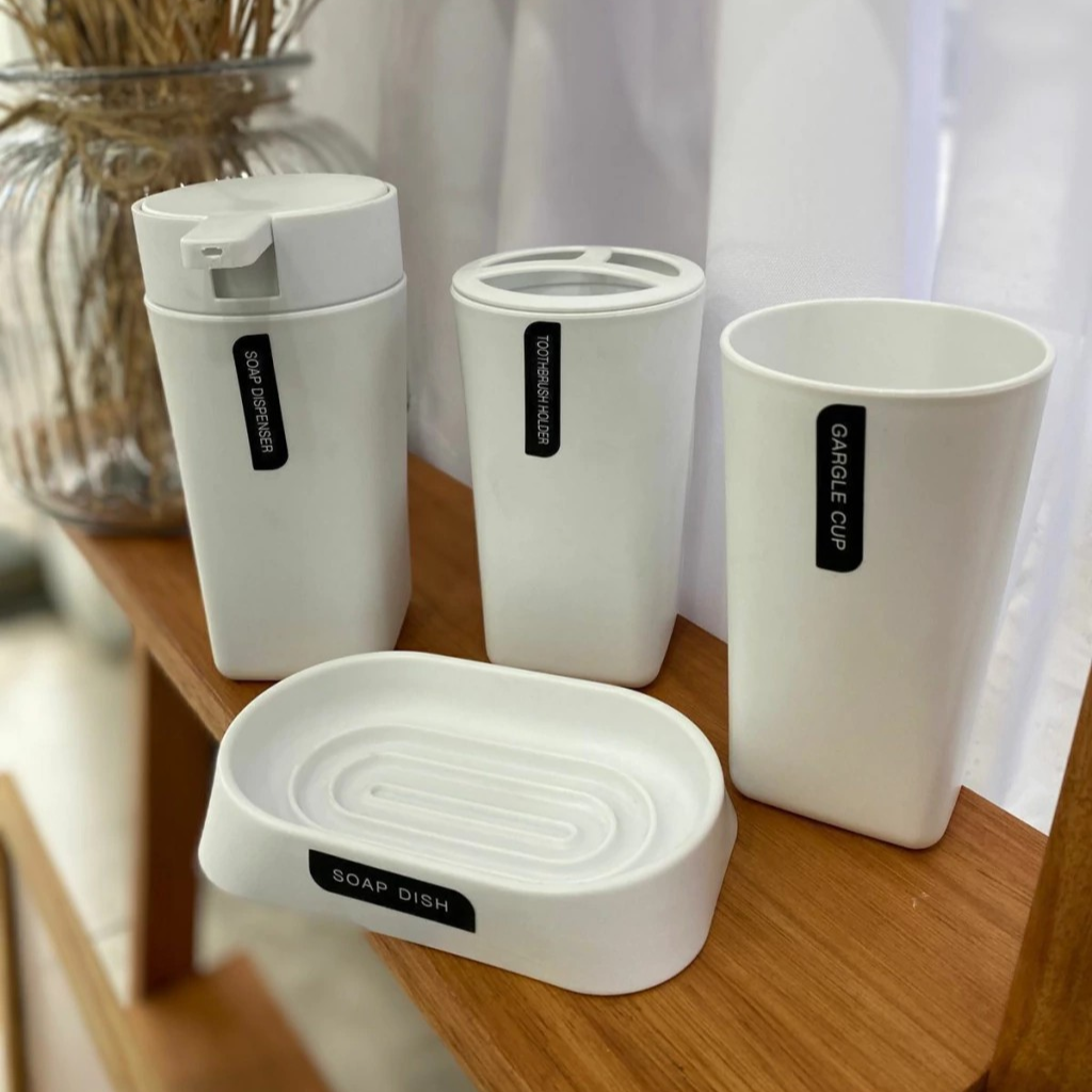 Set Accesorii Baie 4 Piese MADGENIX Plastic Alb Elegant pentru Organizare si Decor - imagine 5