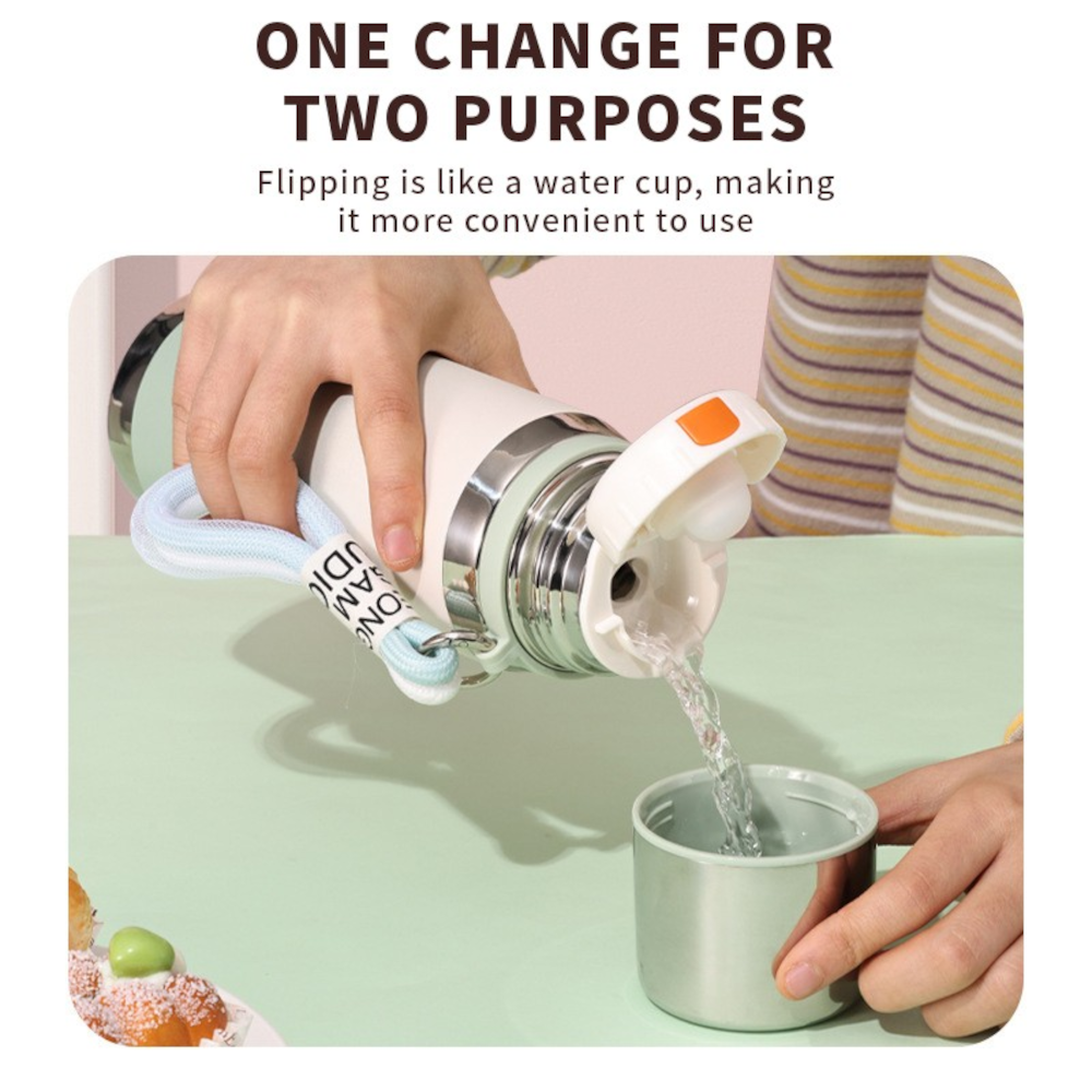 Termos MADGENIX 550ml Sticla din Otel Inoxidabil pentru Bauturi Calde si Reci Cana Termica de Calatorie, Pahar Sport Verde - imagine 4