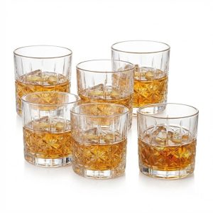 Set 6 Pahare Cristal MADGENIX 350ml pentru Whisky și Bourbon, Design Elegant, Ideal Cadou