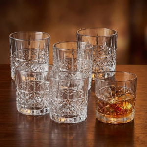 Set 6 Pahare Cristal MADGENIX 350ml pentru Whisky și Bourbon, Design Elegant, Ideal Cadou