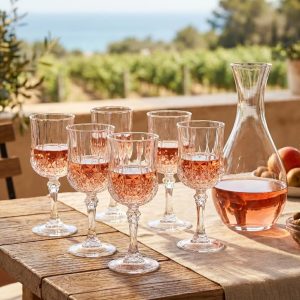 Set 6 Pahare cu Picior MADGENIX, 180ml, Cristal Glass Design Pahare Elegante pentru Vin, Sampanie sau Cocktail, Model Texturat Diamant