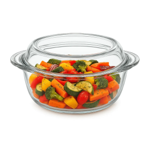 Vas Termorezistent Rotund cu Capac MADGENIX 1,45L Sticla Transparenta pentru Cuptor si Depozitare