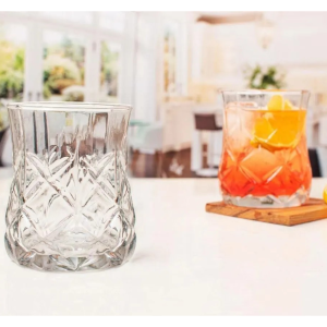 Set 6 Pahare Apa si Suc MADGENIX 310ml, Sticla Transparenta, Model Diamant Gravat, Pahare Whiskey sau Racoritoare, Rezistente si Elegante