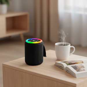 Boxa Portabila Bluetooth MADGENIX, Putere 10W, Lumini RGB LED, Bass Puternic, Rezistenta la Apa IPX4, Radio FM, Slot Card TF, Acumulator 1200mAh, Negru