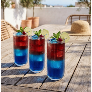 Set 6 pahare apa si cocktail MADGENIX Hawai, 400 ml, Sticla cu striatii tip nervuri, Transparente, Design Modern Ripple