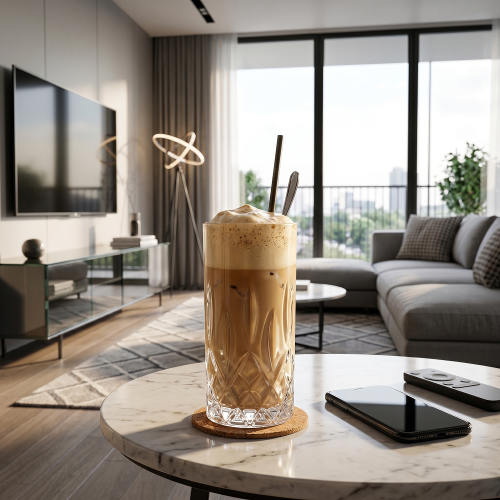 Set 6 pahare inalte, 360 ml, Design Modern cu Baza Texturata, Sticla Transparenta Premium, pentru apa, suc sau cocktail