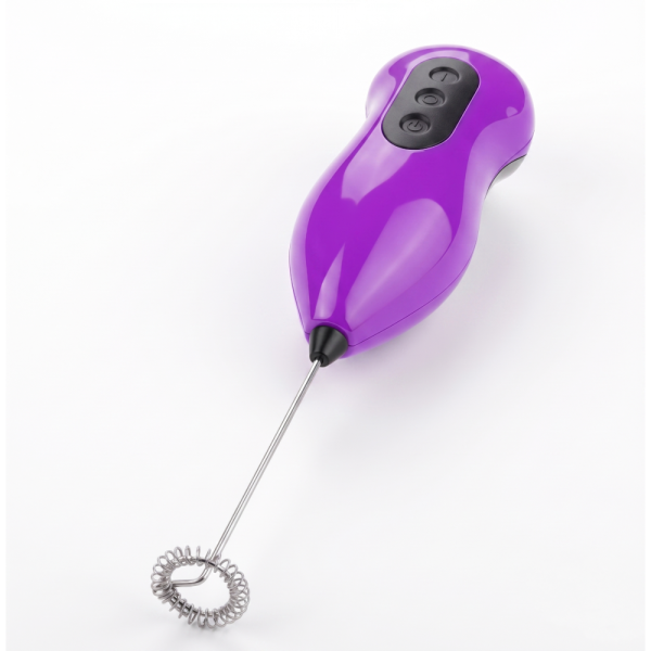 Spumant de lapte si cafea MADGENIX mov cu dimensiuni grafice detaliate de 22 si 4.5 cm si tel electric din inox.