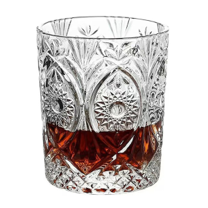 Set 6 pahare din sticla transparenta sculptata tip tumbler bar cocktail pentru bauturi si whiskey 225ml MADGENIX