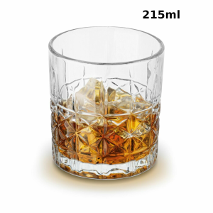 Set 6 pahare cristal MADGENIX Classix 215ml pentru whisky si bourbon, design elegant cu taieturi in relief, pahare tip tumbler joase ideal cadou