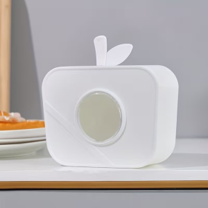 Suport Dispenser Pungi Plastic Forma de Mar Alb cu Vizor Transparent, Montaj Fara Gaurire, 15×15 cm