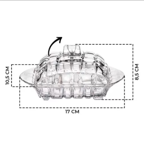 Diagrama cu dimensiunile untierei din sticla 17 cm x 10.5 cm x 8.5 cm
